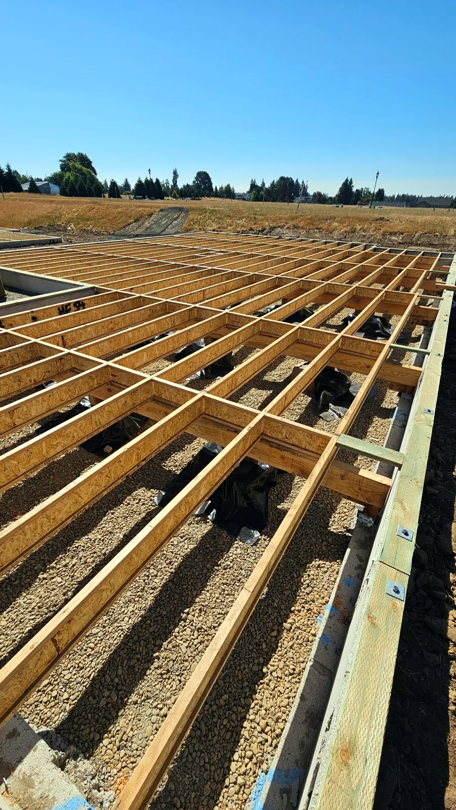 Floor framing with engineered I-joists on a new build
