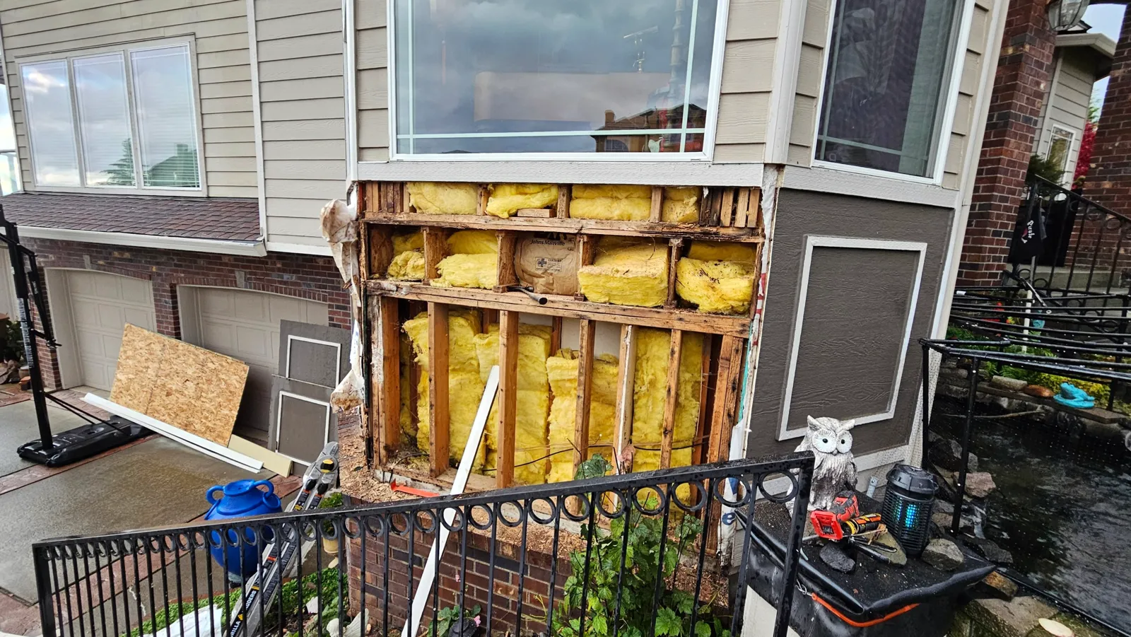 2. Wall opened, damaged framing replaced